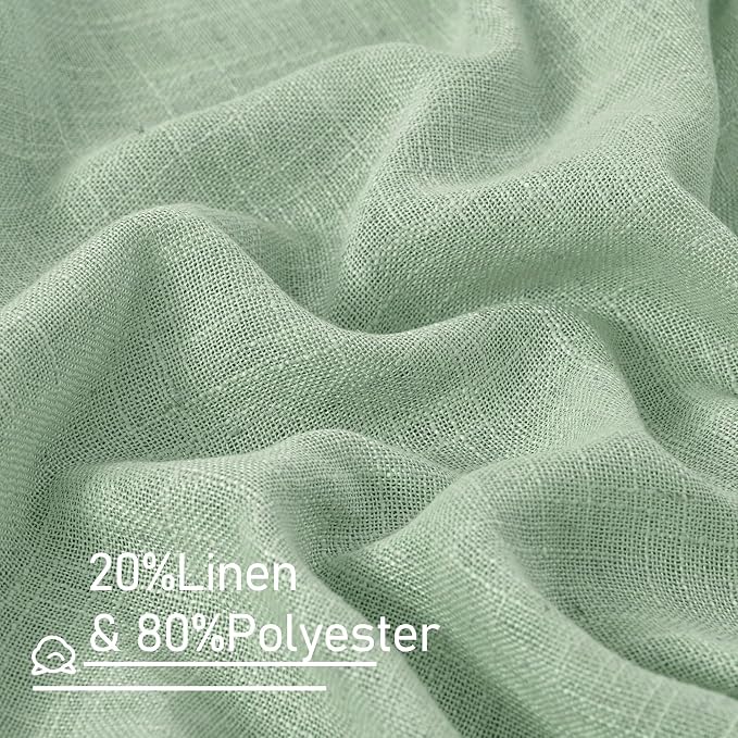 Fresh Green Linen Curtains for Living Room Bedroom 2 Panels | 84 inch Length - Image 2