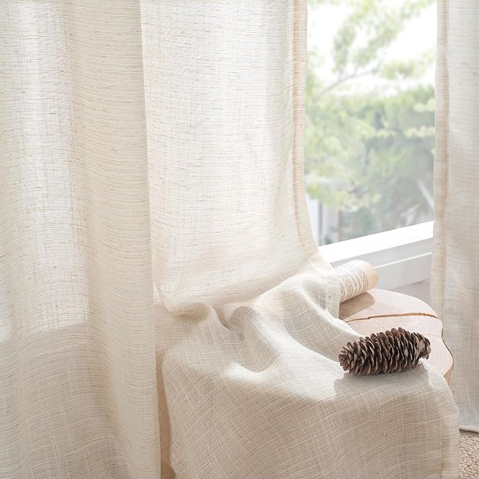 BGment Oatmeal Linen Curtains 52 X 96 Inches Long - Image 7