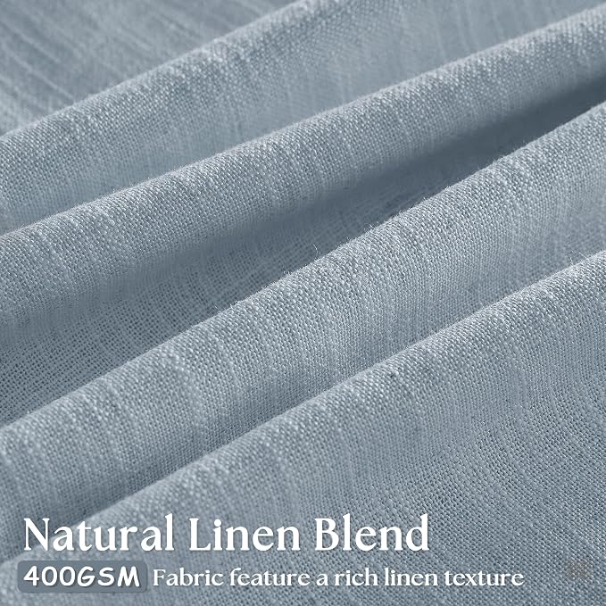 Light Blue Linen Curtains 102 Inches Long - Image 3