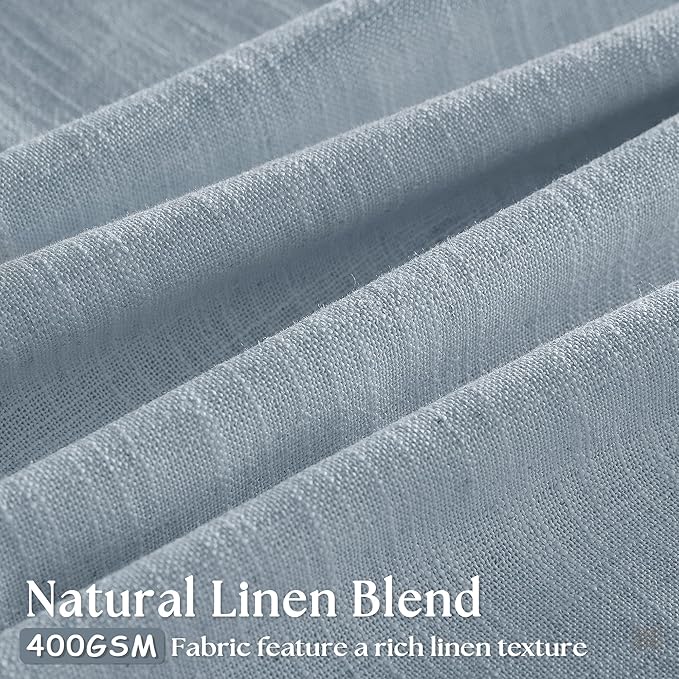Dusty Blue 80 Inch Pinch Pleated Linen Curtains 2 Panels Set | Light Filtering - Image 3