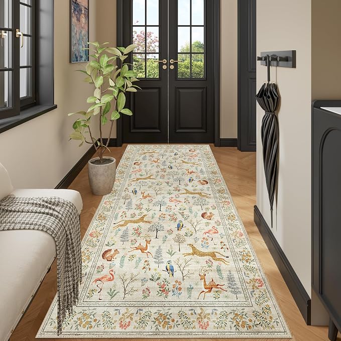DUKINO 3x8 Runner Rug, Animal Washable Runner Rug - Image 8