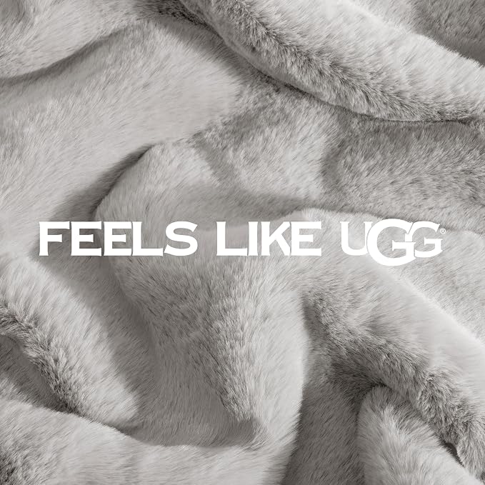 UGG Euphoria Throw Blanket, Plush Faux Fur Blanket, Seal Grey | Reversible - Image 7