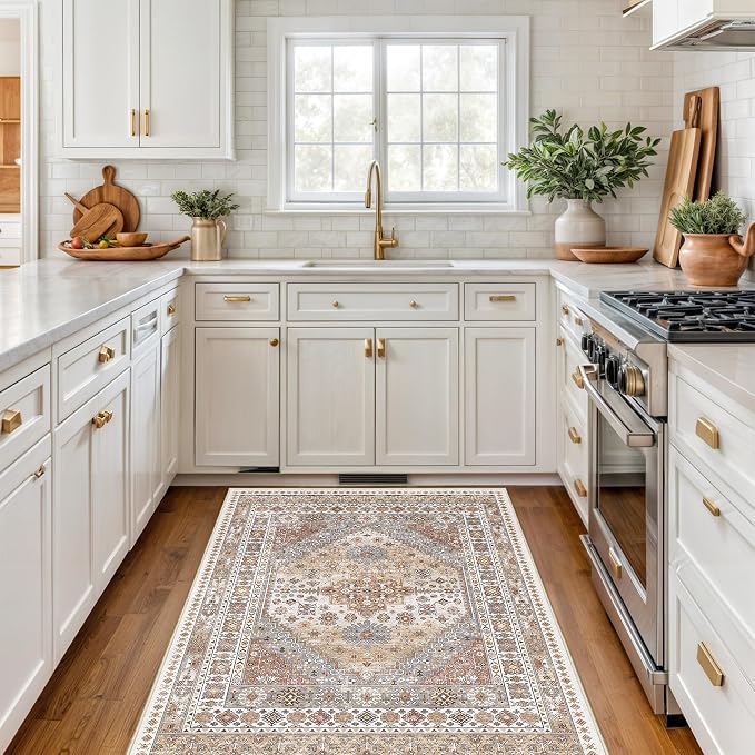 3x5 Washable Area Rug for Entryway Non Slip Kitchen Rugs, Floral Soft Living - Image 4