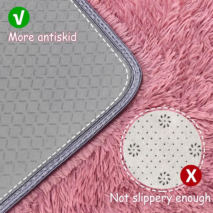 2x6 Bedside Area Rugs for Bedroom Soft Fluffy Shag Blush Pink Rug for Hallway - Image 4
