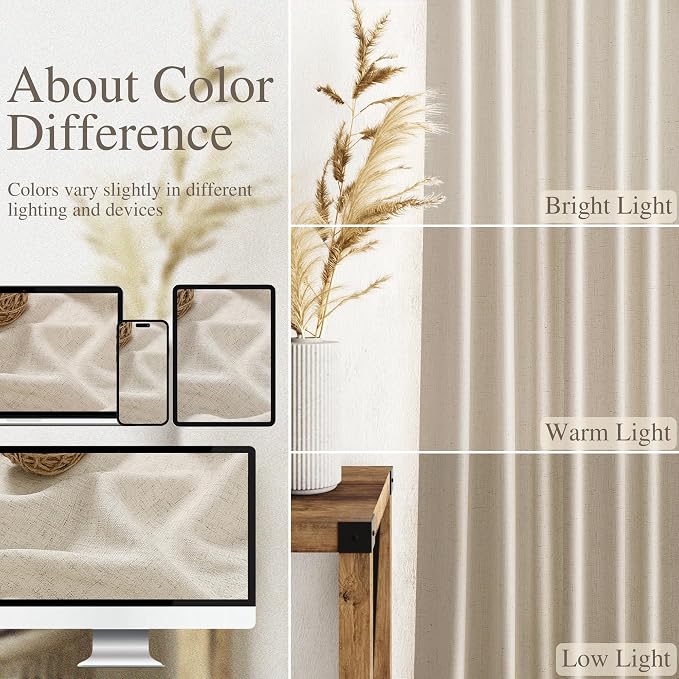 Living Room Curtains 63 Inch Length Linen Boho Luxury Light Filtering Semi - Image 3