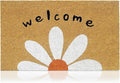 Coir Welcome Mat, Welcome Daisy, 17 x 29 in | 100% Natural Coir, Anti-Shedding by AmaruDoorMats