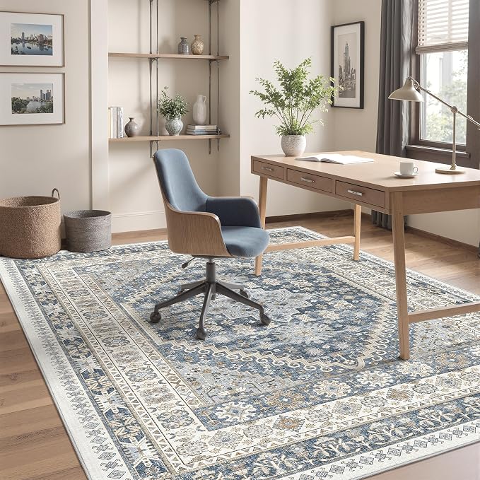 Area Rugs 5x7 Washable Rugs for Living Room, Ultra-Thin Soft Floral Vintage - Image 4