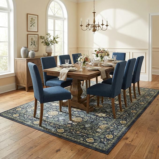 GarveeHome Washable Area Rug 5x7, Retro Floral Low Pile Non Slip Living Room - Image 2