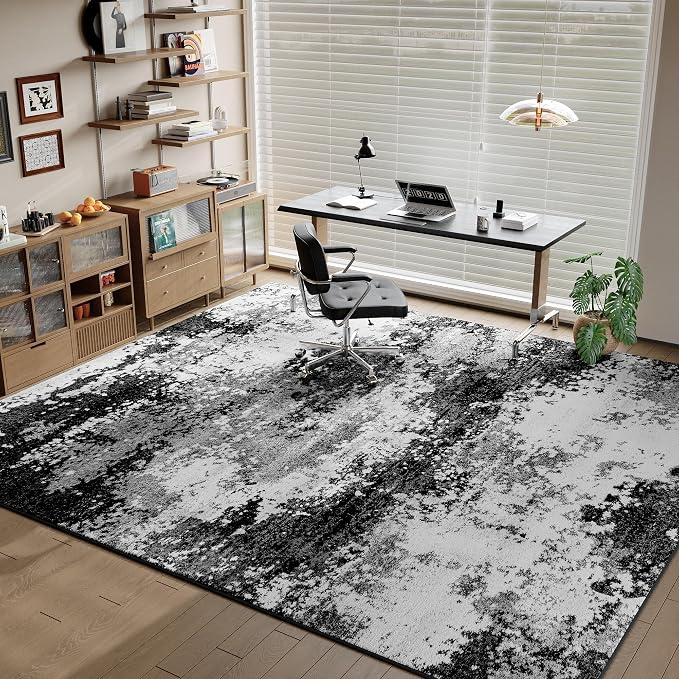 Black Washable Rug 6x9 Area Rugs - Image 4