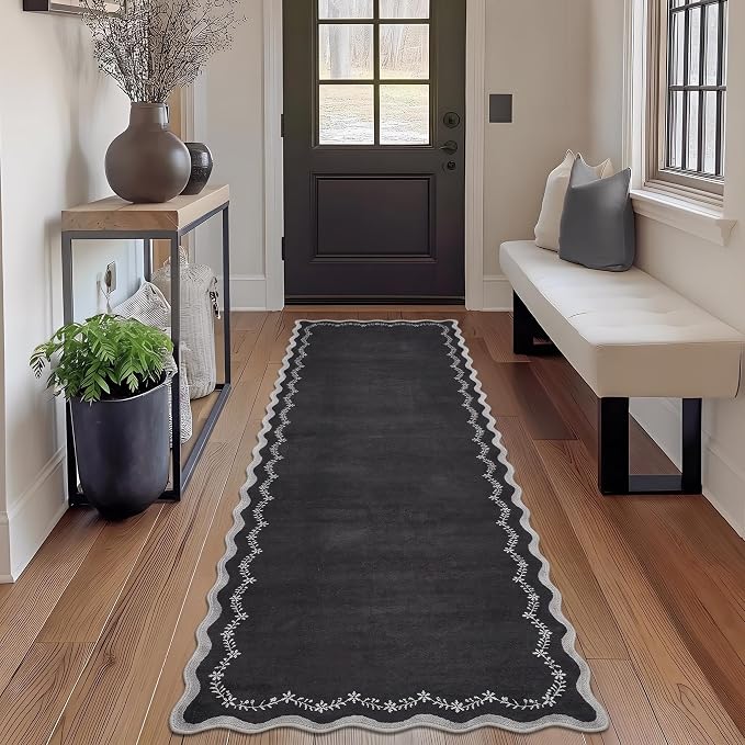GarveeHome 2.5x8 Scalloped Washable Runner Rug Non Slip Hallway Kitchen Rug | by GarveeHome