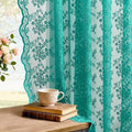 YJ YANJUN Vintage Lace Curtains 72 Inches Long-Victorian Floral Teal Sheer by YJYANJUN