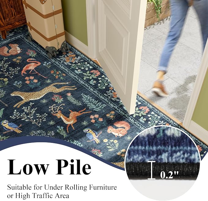 DUKINO 4ft Round Rug, Washable Animal Round Area Rug Non Slip, Non-Shedding - Image 8