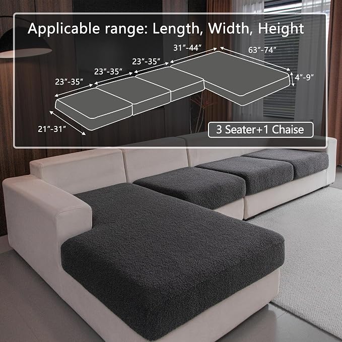 OHSIO Couch Cushion Covers for Sectional Sofa, Stretch Soft Sofa Slipcovers - Image 2