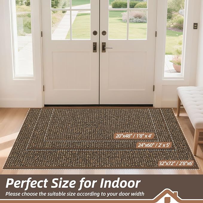 BEQHAUSE Dirt Trapper Door Mat 32" x 72", Non-Slip Washable Doormats, Low - Image 2