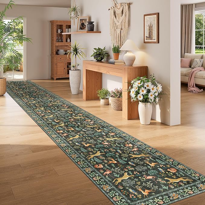 DUKINO 3x20 Washable Runner Rug, Non Slip Animal Hallway Runner Rug, Low Pile - Image 5