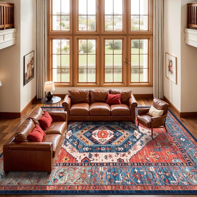 SERISSA 8x12 Washable Non Slip Boho Area Rug - Image 3