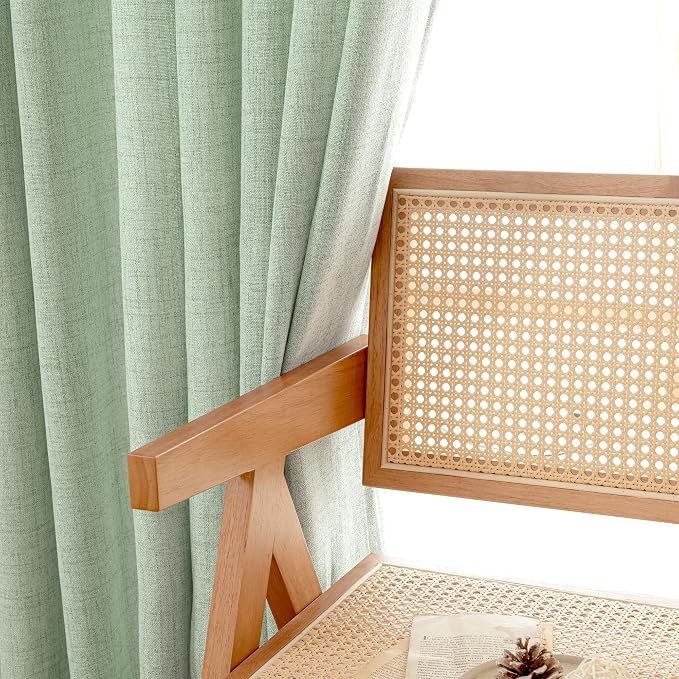 YoungsTex Sage Green Linen Curtains 45 Inches Length - Image 5