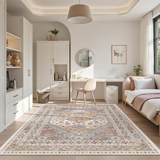 6x9 Area Rugs for Living Room Vintage Washable Rug, Non-Slip Backing Large Area by Restydon