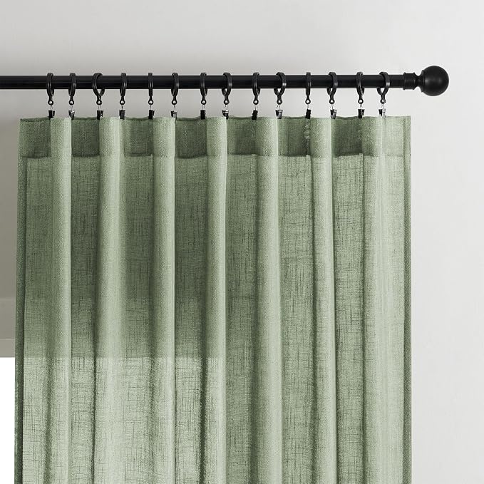 Joydeco Linen Curtains 96 Inch Length 2 Panel Sets, Light Filtering Curtains - Image 2