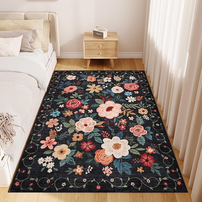 DUKINO 3x5 Area Rug, Floral Washable Rug - Image 8