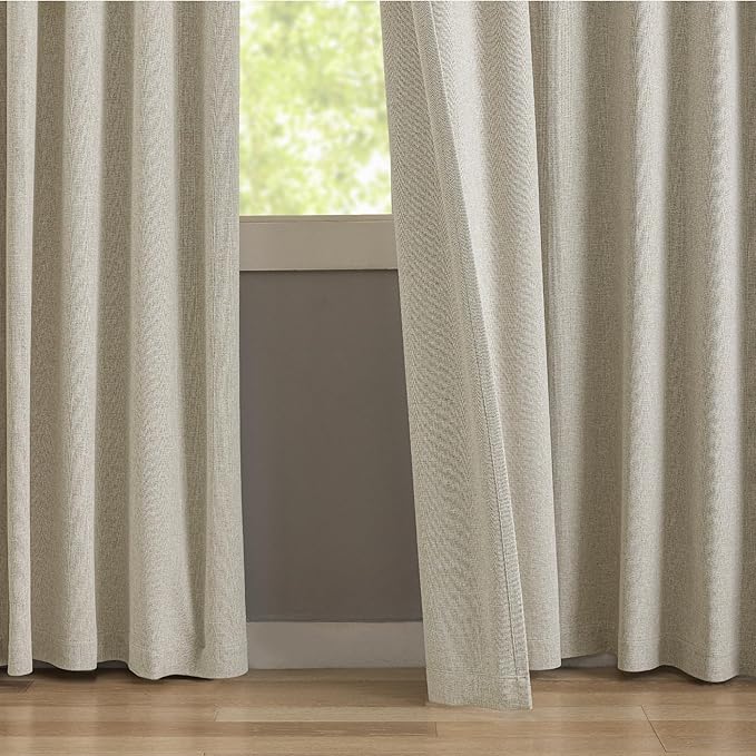 KangBang Extra Wide Pinch Pleated Blackout Curtains 84 Inch Length 2 Panels Set, Thermal Insulated Linen Curtains for Sliding Door Living Room, Elegant Pleat Draperies with Hooks,60x84, Linen