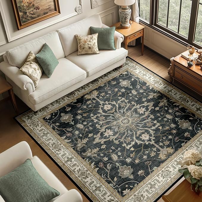 RELEANY Washable Area Rug, Square 6'x6', Water Repellent, Pet Friendly by RELEANY