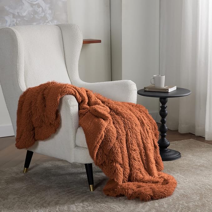 Bedsure GentleSoft Fluffy Burnt Orange Throw Blanket Fall Decorations - Image 6