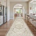 Madane Hallway Runner Rug 3x16 Washable Kitchen Runners Long, Ivory/Brown | by Madane