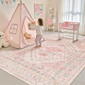 Pink Rugs for Bedroom-6x9 Area Rugs for Living Room, Girls Room | Washable Rugs by Zesthome