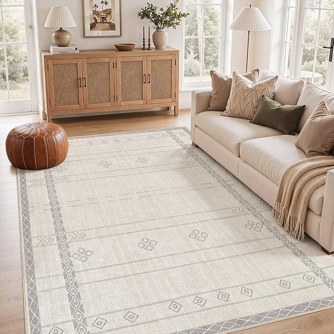 cotiled Boho 5x7 Area Rugs for Living Room: Soft Moroccan Washable Rug | Solve by COTILED