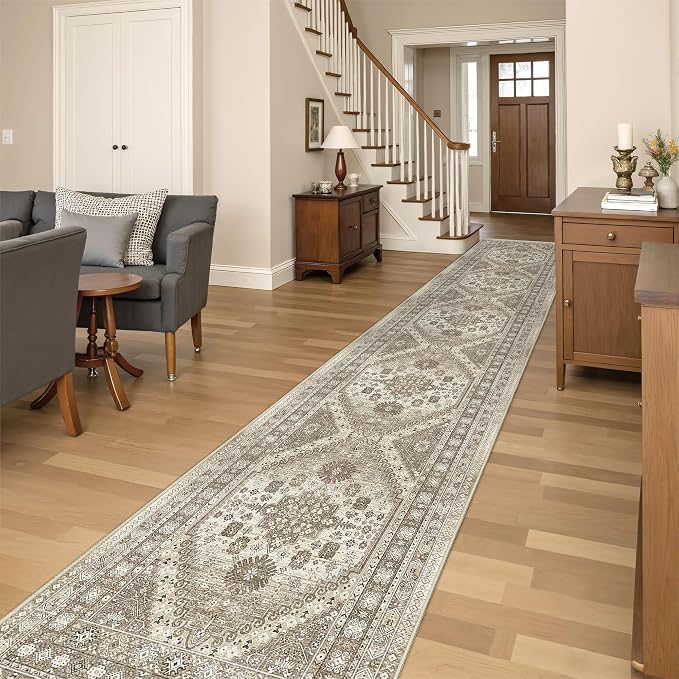 Washable Runner Rug 2.5x16, Non-Slip Long Kitchen Rugs, Soft Hallway Runner by Restydon