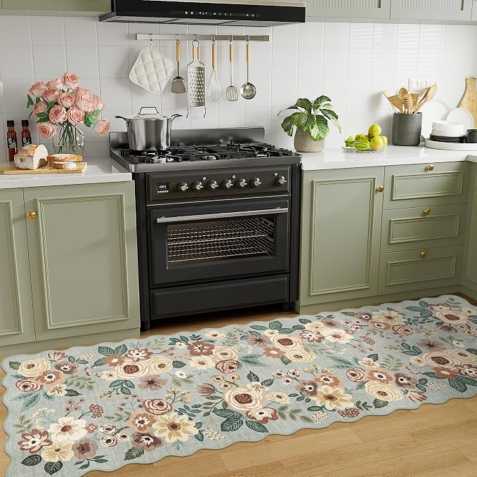 DUKINO 2x10 Runner Rug for Hallway, Washable Kitchen Rugs, Sage Green | Non Slip - Image 3
