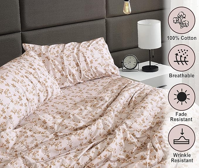 RUVANTI Flannel Sheets Twin Size - 100% Cotton Double Brushed Twin Sheets Set, Deep Pockets 16 Inches, All Seasons Breathable & Extra Soft Bed Sheets, Warm & Cozy, 3 Piece, Dazzale