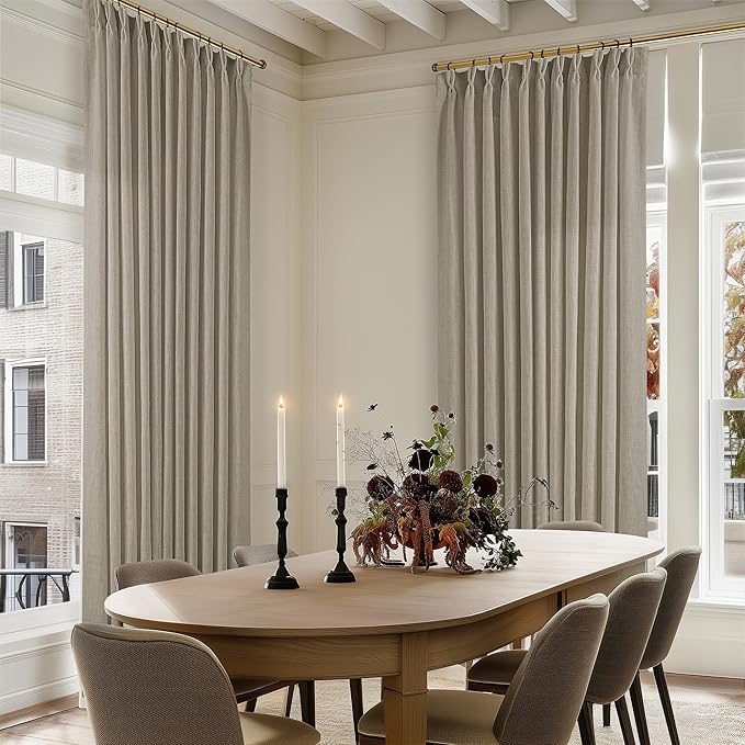Taupe Burlywood Pinch Pleat Linen Curtains 102 Inches Long 70 Inch Wide | Light - Image 8