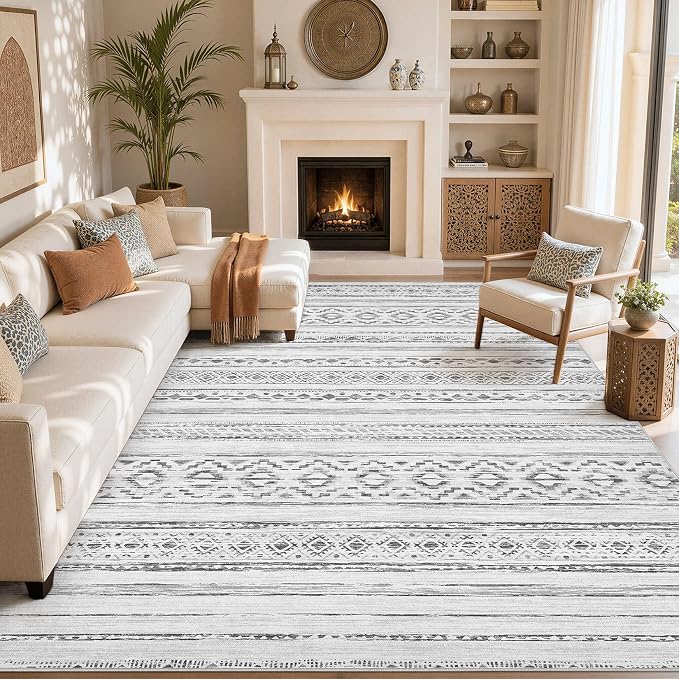 cotiled Boho 8x10 Area Rugs for Living Room: Large Moroccan Washable Rug | - Image 8