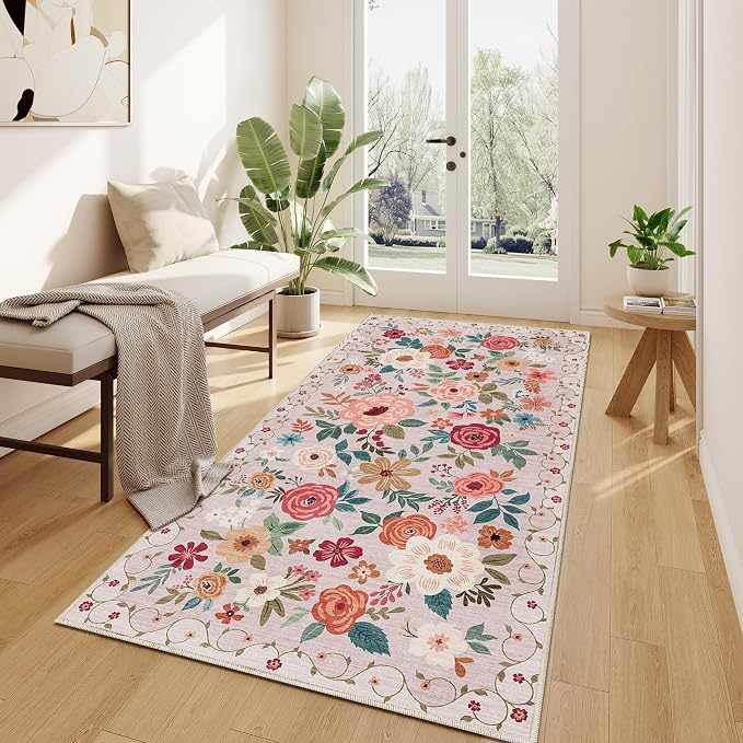 DUKINO 3x6 Runner Rug, Non Slip Floral Washable Rug - Image 7