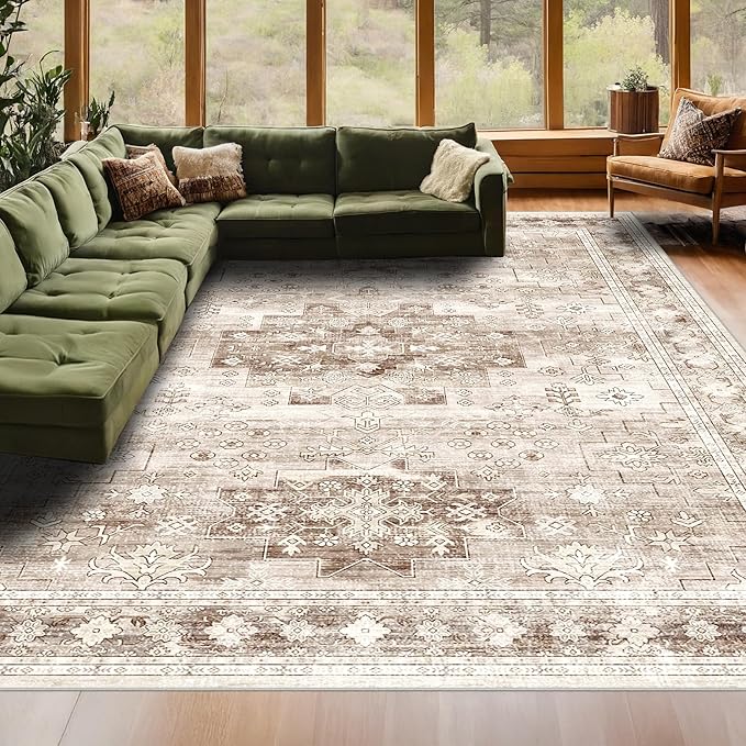 Washable Farmhouse Living Room Rug, 9x12 Area Rugs - Image 9