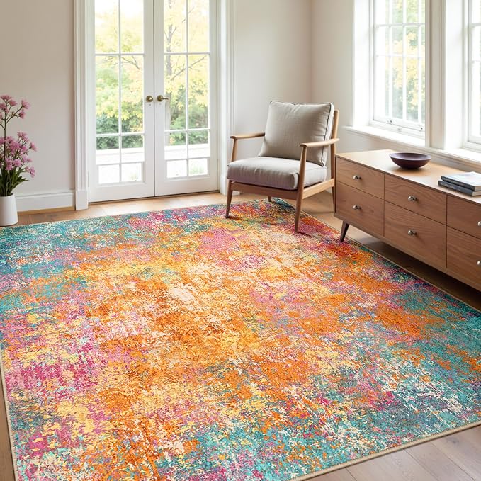 RELEANY Washable 4'x6' Abstract Area Rug by RELEANY