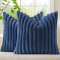 decorUhome Fall Faux Fur Throw Pillow Covers 20x20 Set of 2 Navy Blue | by decorUhome