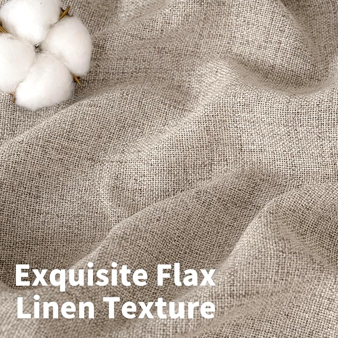 YoungsTex Oatmeal Linen Curtains 98 Inch Length - Image 4