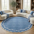 GarveeHome Large Round Rug 8ft Scalloped Washable Circle Living Room Rug | Soft by GarveeHome