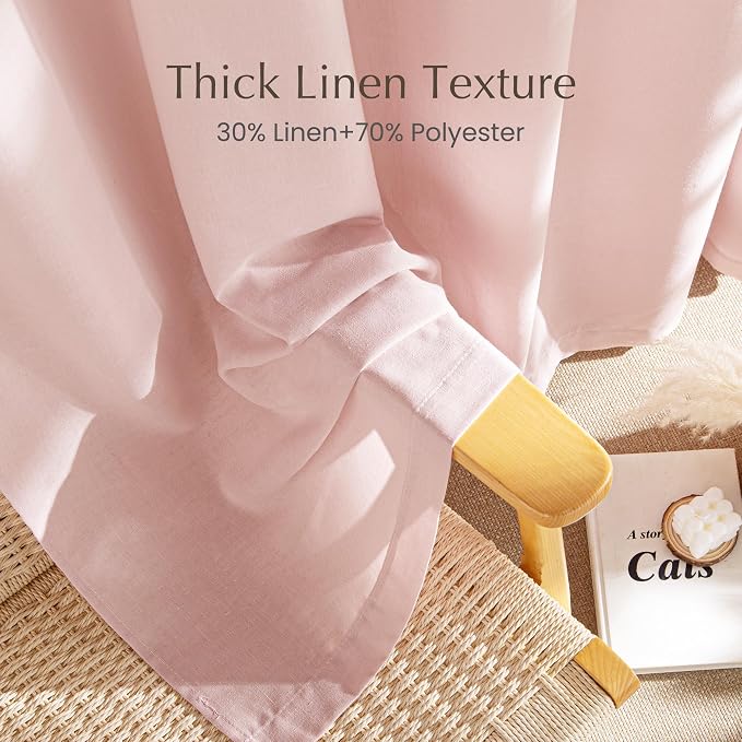 NICETOWN Linen Light Pink Sheer Curtains - Image 4