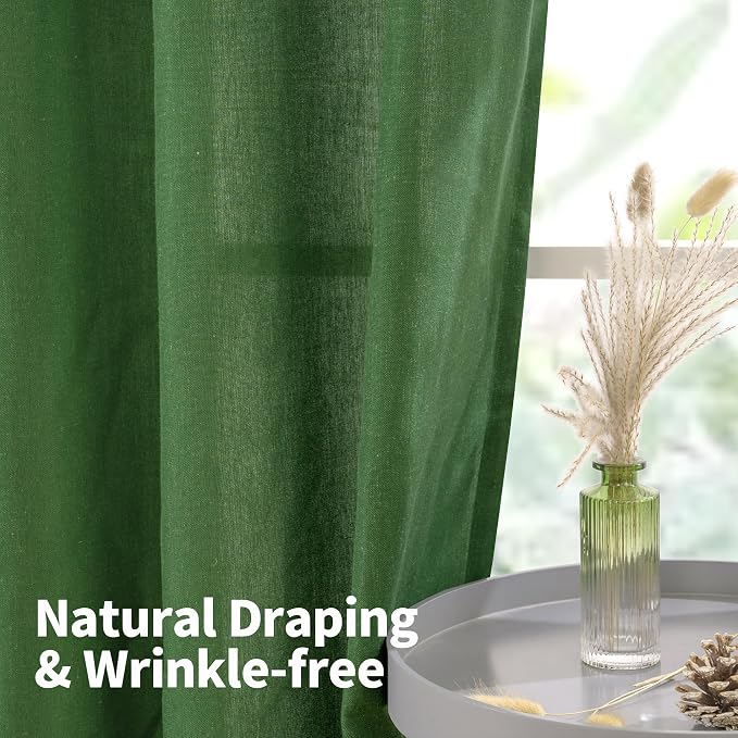 YoungsTex Forest Green Linen Curtains 80 Inches Long - Image 7