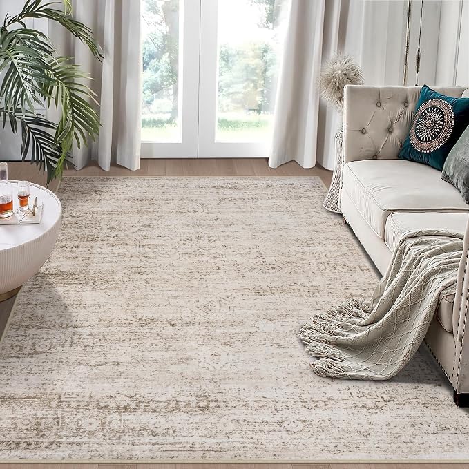 5x7 Area Rugs for Living Room Bedroom Dining Room Washable Beige Ivory | Soft by Aelenmu