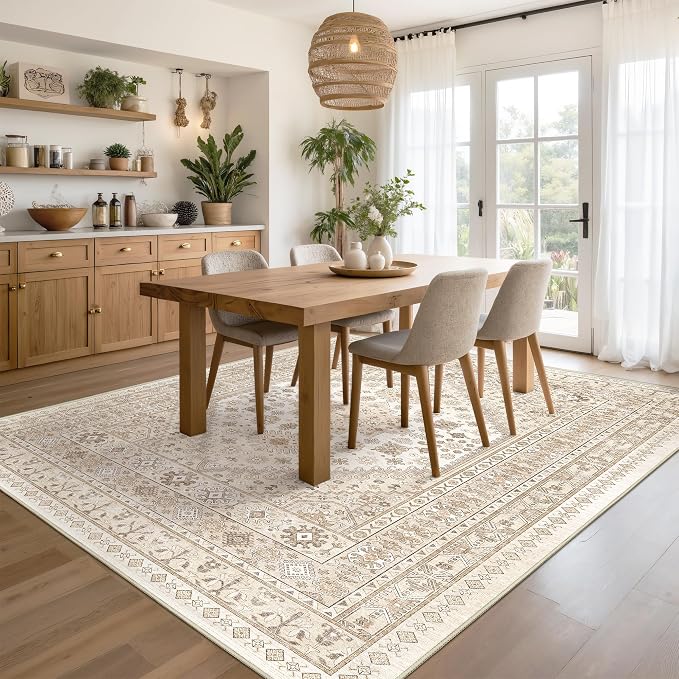 Area Rugs 5x7 Washable Rugs for Living Room, Cream/Beige | Area Rug for Bedroom - Image 5