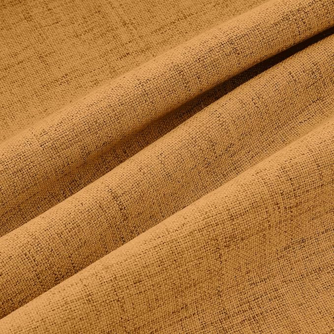 MIULEE Fall 100% Blackout Linen Curtains 42" x 90" Mustard Yellow 2 Panels | - Image 9