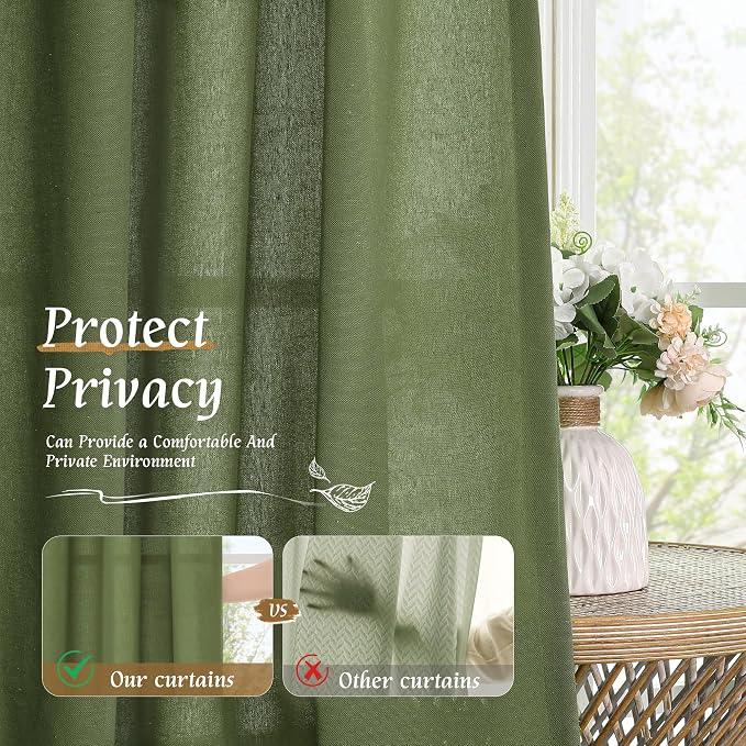 Light Filtering Linen Curtains 84 inch - Image 5
