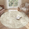 Soalmost Abstract 5x5 Round Rug 5ft Circle Living Room Rugs, Low Pile Stain by Soalmost