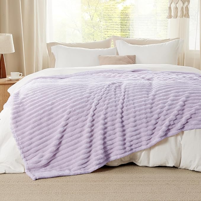 Bedsure GentleSoft Lavender Fog Fleece Blanket for Couch - Super Soft Cozy King Blankets for Women, Cute Small Blanket for Girls, 108x90 Inches