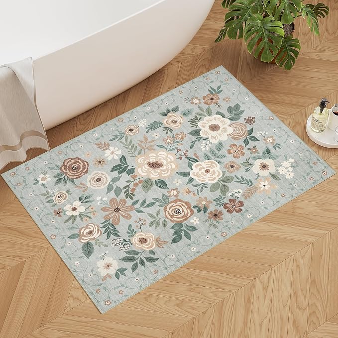 DUKINO 2x3 Entryway Rug, Door Mat Soft Washable Rug Non Slip, Sage Green | Low - Image 3